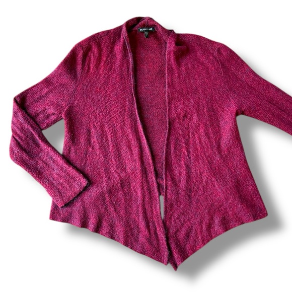 Eileen Fisher Cranberry Red Lightweight Wool/Mohair Open Cardigan Size Small - Picture 6 of 10